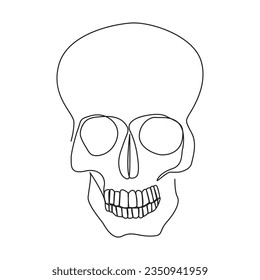 Single line human skull vector art design