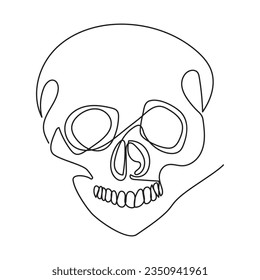 Single line human skull vector art design