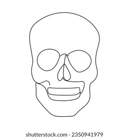 Single line human skull vector art design