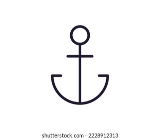 Einzeilige Symbol des Ankerpunkts auf isoliertem weißem Hintergrund. Hochwertiger editierbarer Schlaganfall für mobile Apps, Web-Design, Websites, Online-Shops etc. 