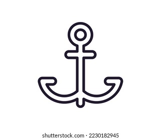 Single line icon of anchor on isolated white background. High quality editable stroke for mobile apps, web design, websites, online shops etc. 