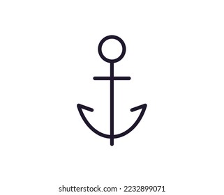 Single line icon of anchor on isolated white background. High quality editable stroke for mobile apps, web design, websites, online shops etc. 