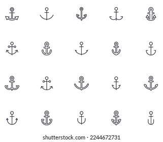 Icono de línea única de anclaje sobre fondo blanco aislado. Gran calidad editable de golpe para aplicaciones móviles, diseño web, sitios web, tiendas en línea, etc. 