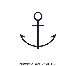 Single line icon of anchor on isolated white background. High quality editable stroke for mobile apps, web design, websites, online shops etc. 