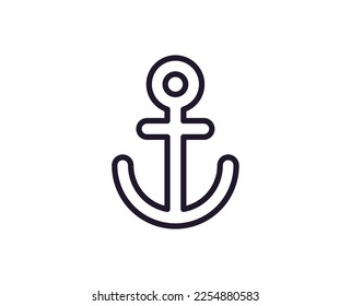 Single line icon of anchor on isolated white background. High quality editable stroke for mobile apps, web design, websites, online shops etc. 
