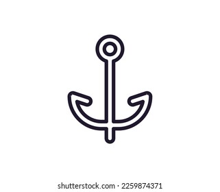 Single line icon of anchor on isolated white background. High quality editable stroke for mobile apps, web design, websites, online shops etc. 