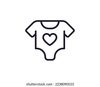 Single line icon of baby bodysuit. High quality vector illustration for design, web sites, internet shops, online books etc. Editable stroke in trendy flat style isolated on white background 