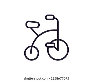 Single line icon of baby bycicle. High quality vector illustration for design, web sites, internet shops, online books etc. Editable stroke in trendy flat style isolated on white background 