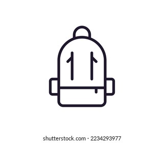 Single line icon of backpack on isolated white background. High quality editable stroke for mobile apps, web design, websites, online shops etc. 