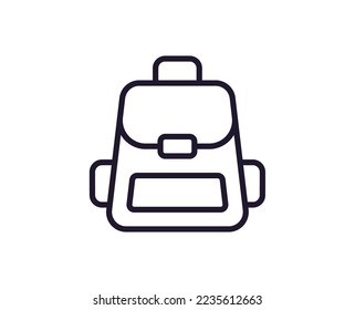 Single line icon of backpack on isolated white background. High quality editable stroke for mobile apps, web design, websites, online shops etc. 