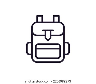 Single line icon of backpack on isolated white background. High quality editable stroke for mobile apps, web design, websites, online shops etc. 
