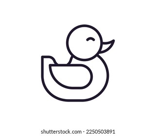 Icono de una sola línea de pato de baño. Ilustración vectorial de alta calidad para el diseño, sitios web, tiendas de internet, libros en línea, etc. Accidente editable en estilo plano a la moda aislado en fondo blanco 