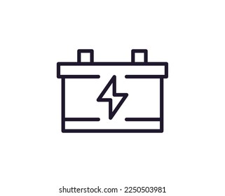 Single line icon of battery on isolated white background. High quality editable stroke for mobile apps, web design, websites, online shops etc. 