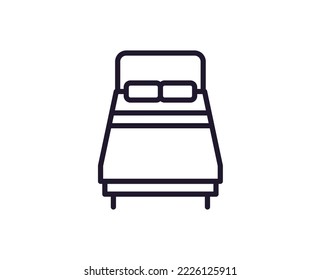 Single line icon of bed High quality vector illustration for design, web sites, internet shops, online books etc. Editable stroke in trendy flat style isolated on white background 