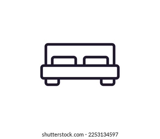 Single line icon of bed High quality vector illustration for design, web sites, internet shops, online books etc. Editable stroke in trendy flat style isolated on white background 