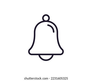Single line icon of bell on isolated white background. High quality editable stroke for mobile apps, web design, websites, online shops etc. 
