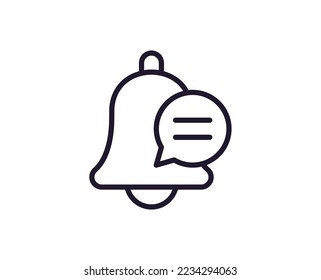 Single line icon of bell on isolated white background. High quality editable stroke for mobile apps, web design, websites, online shops etc. 