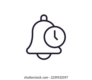Single line icon of bell on isolated white background. High quality editable stroke for mobile apps, web design, websites, online shops etc. 