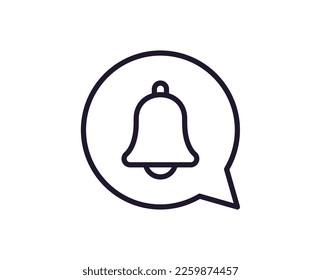 Single line icon of bell on isolated white background. High quality editable stroke for mobile apps, web design, websites, online shops etc. 