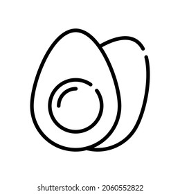Single line icon of boiled egg. High quality vector illustration for design, web sites, internet shops, online books etc. Editable stroke in trendy flat style isolated on white background 