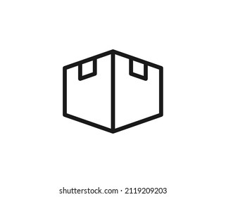 Single line icon of box on isolated white background. High quality editable stroke for mobile apps, web design, websites, online shops etc. 