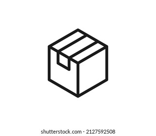 Single line icon of box on isolated white background. High quality editable stroke for mobile apps, web design, websites, online shops etc. 