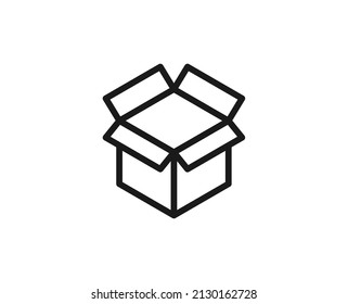 Single line icon of box on isolated white background. High quality editable stroke for mobile apps, web design, websites, online shops etc. 