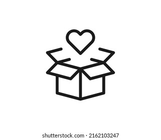 Single line icon of box on isolated white background. High quality editable stroke for mobile apps, web design, websites, online shops etc. 