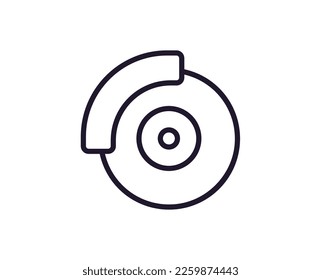 Single line icon of brake disk on isolated white background. High quality editable stroke for mobile apps, web design, websites, online shops etc. 