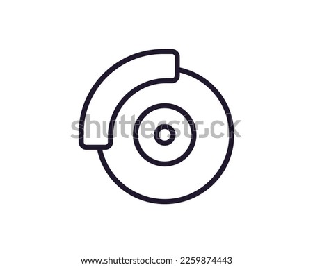 Single line icon of brake disk on isolated white background. High quality editable stroke for mobile apps, web design, websites, online shops etc. 