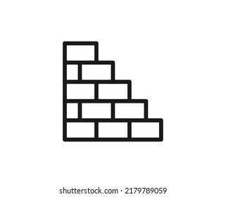 Single line icon of brick on isolated white background. High quality editable stroke for mobile apps, web design, websites, online shops etc. 