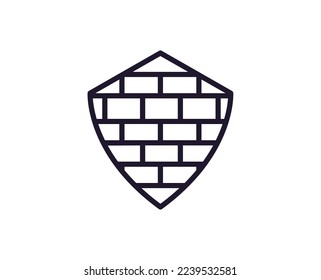 Single line icon of brick on isolated white background. High quality editable stroke for mobile apps, web design, websites, online shops etc. 