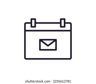 Single line icon of calendar on isolated white background. High quality editable stroke for mobile apps, web design, websites, online shops etc. 