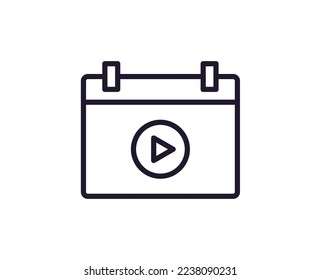 Single line icon of calendar on isolated white background. High quality editable stroke for mobile apps, web design, websites, online shops etc. 
