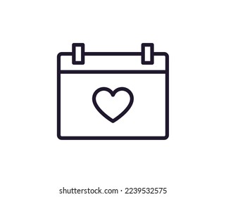 Single line icon of calendar on isolated white background. High quality editable stroke for mobile apps, web design, websites, online shops etc. 