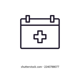 Single line icon of calendar on isolated white background. High quality editable stroke for mobile apps, web design, websites, online shops etc. 