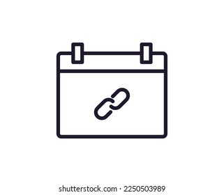 Single line icon of calendar on isolated white background. High quality editable stroke for mobile apps, web design, websites, online shops etc. 