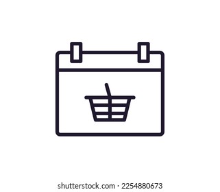 Single line icon of calendar on isolated white background. High quality editable stroke for mobile apps, web design, websites, online shops etc. 