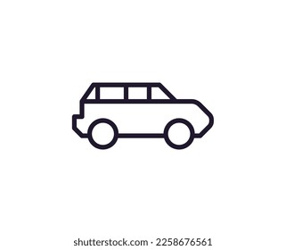 Single line icon of car on isolated white background. High quality editable stroke for mobile apps, web design, websites, online shops etc. 