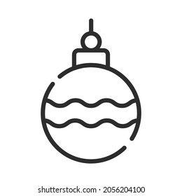 Single line icon of christmas tree toy. High quality vector illustration for design, web sites, internet shops, online books etc. Editable stroke in trendy flat style isolated on white background 