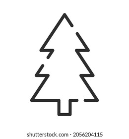 Single line icon of christmas tree. High quality vector illustration for design, web sites, internet shops, online books etc. Editable stroke in trendy flat style isolated on white background 