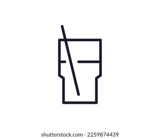 Single line icon of cocktail on isolated white background. High quality editable stroke for mobile apps, web design, websites, online shops etc. 