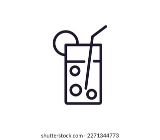 Single line icon of cocktail on isolated white background. High quality editable stroke for mobile apps, web design, websites, online shops etc. 