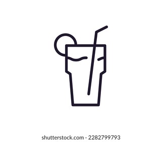 Single line icon of cocktail on isolated white background. High quality editable stroke for mobile apps, web design, websites, online shops etc. 
