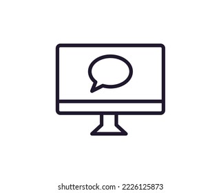 Single line icon of computer High quality vector illustration for design, web sites, internet shops, online books etc. Editable stroke in trendy flat style isolated on white background 