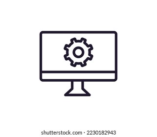 Single line icon of computer High quality vector illustration for design, web sites, internet shops, online books etc. Editable stroke in trendy flat style isolated on white background 