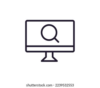 Single line icon of computer High quality vector illustration for design, web sites, internet shops, online books etc. Editable stroke in trendy flat style isolated on white background 