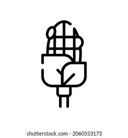 Single line icon of corn. High quality vector illustration for design, web sites, internet shops, online books etc. Editable stroke in trendy flat style isolated on white background 