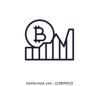 Single line icon of crypto on isolated white background. High quality editable stroke for mobile apps, web design, websites, online shops etc. 