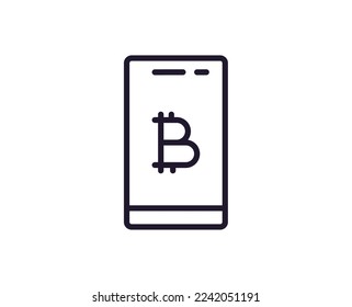 Single line icon of crypto on isolated white background. High quality editable stroke for mobile apps, web design, websites, online shops etc. 